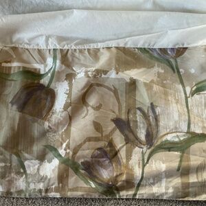 Springs Bed Skirt Purple Flowers Green Foliage Cream Tan White Background NWOT